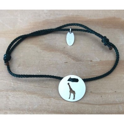 Bracelet femme argent, Token's Girafe, Cordon couleur au choix